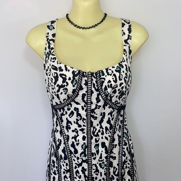Nanette Lepore Dress Black White Fit & Flare "LEOPARD" Dress Excellent~S… - Picture 5 of 8